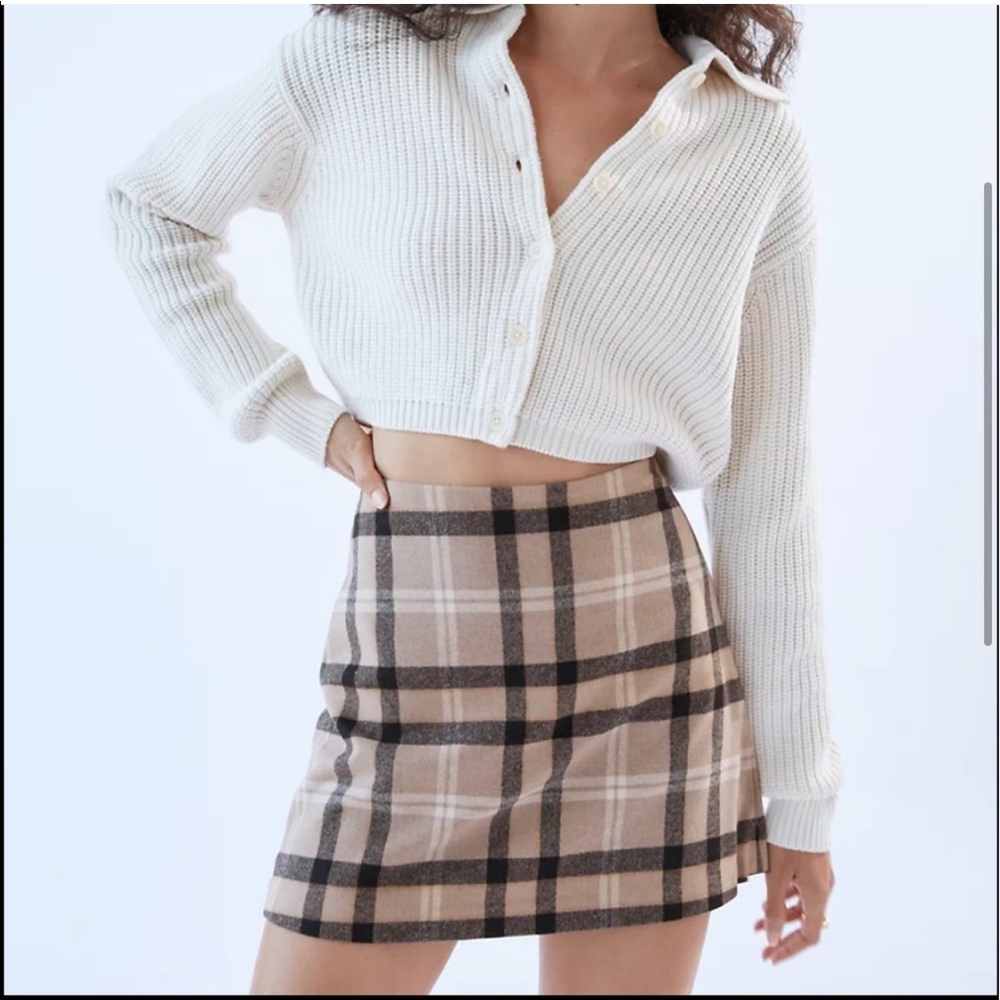 Aritzia Wilfred checkered mini skirt
